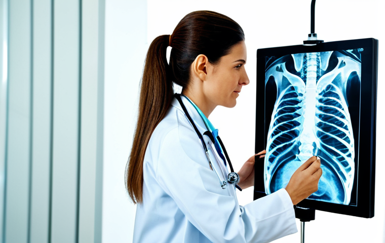 **
"A professional female doctor wearing a lab coat and stethoscope, fully clothed, examining an X-ray of a spine in a brightly lit clinic, appropriate content, safe for work, perfect anatomy, natural proportions, high resolution, detailed, professional"
**