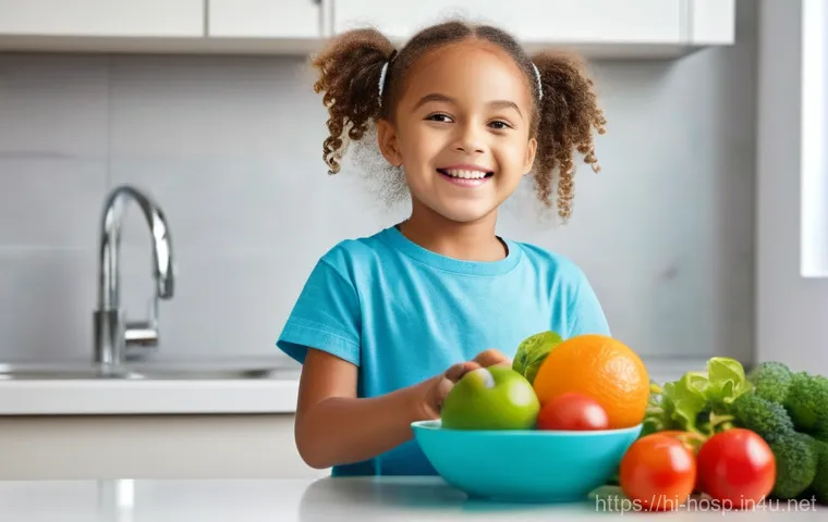 어린이 감기 치료를 위한 병원 - **Prompt:** A concerned mother and father are with their child, approximately 4-5 years old, in a cl...