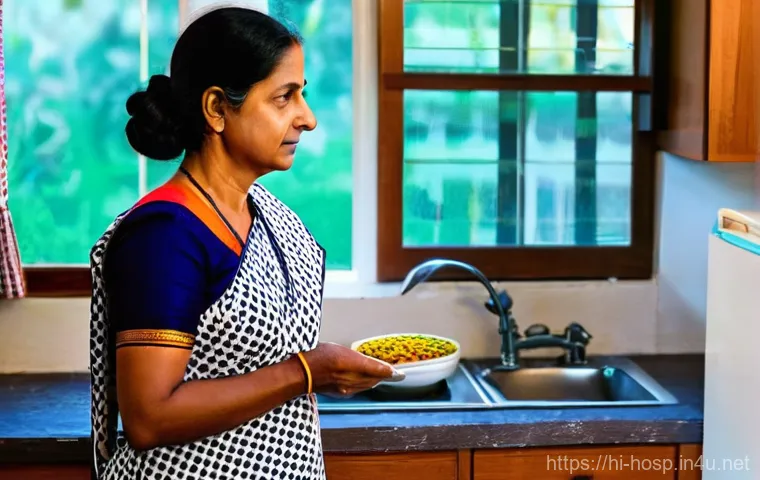 대장내시경 시 장정결제 복용법 - **Prompt:** A serene and mature Indian woman, approximately 45-55 years old, with a calm and confide...