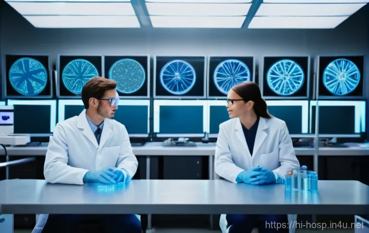 유전자 기반 맞춤형 치료 병원 - **Prompt:** A serene, modern hospital room bathed in soft, natural light. A compassionate female doc...